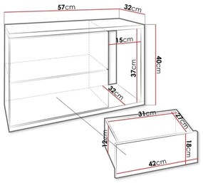 Noptieră BECE 40x57 cm alb