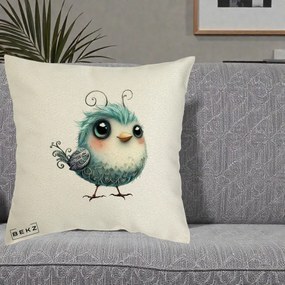 Perna Decorativa Pui Teal cu Aripioare Ornamentale, 40x40 cm, Ecru, Husa Detasabila, Perna Inclusa, BEKZ®