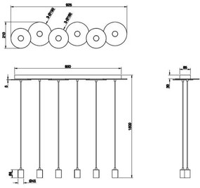Lustră pe cablu DISCUS 6xE27/28W/230V neagră Trio