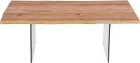 Masă lemn masiv Dining Roger Stejar Picioare Sticlă 200/220/240/, 260 × 100 × 78 cm - 180x80