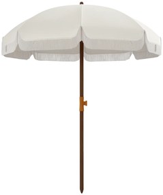 Outsunny Umbrelă de Plajă Portabilă cu Volane în Aer Liber cu Baldachin Ventilat, Geantă de Transport, Ø1.9x2.1 m, Alb-Crem