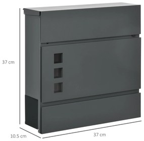 HOMCOM Cutie Poștală din Oțel Zincat cu 3 Fante și 2 Chei de Securitate Incluse, 37x10.5x37 cm, Gri