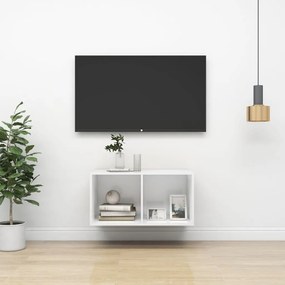 805471 vidaXL Dulap TV montat pe perete, alb, 37x37x72 cm, lemn prelucrat