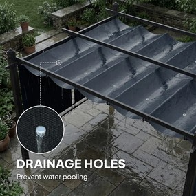 Outsunny Pergolă 3 x 4 m copertină pentru terasă cu acoperiș glisant, rulouri retractabile automat, protecție UV50+, cadru din aluminiu | Aosom Romania