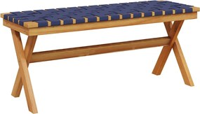 vidaXL Bancă de grădină, albastru închis, lemn masiv acacia/textil