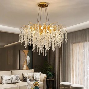 Candelabru led Cristal, Elit's, Evea Gold, 8xE14, 60 cm