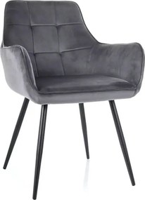Scaun gri inchis LEMON, stofa catifelata/metal, 57x47x85 cm