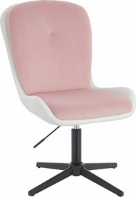 HR690CROSS Scaun Velvet&amp;soft Piele Pu Roz Pudră/Alb Bază Neagră