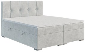 Pat de o persoană boxspring 120 cm Ruffy (gri deschis) (cu saltea și sp. depozitare). 1043445