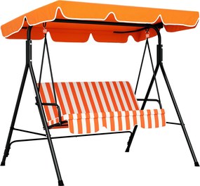 Outsunny Balansoar de Grădină Exterior Leagăn cu 3 locuri cu Copertină Reglabilă și Cadru din Oțel 172x110x153 cm Portocaliu | Aosom Romania