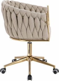 HR750K Scaun Latte Boucle cu Bază Aurie