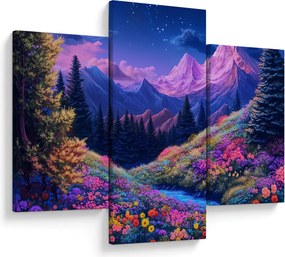Tablou - Peisaj violet la lună plină (90x60 cm)