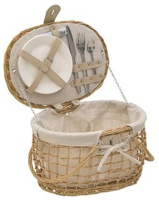 Cos de picnic Natural White 2 persoane 38 cm x 27 cm x 22 cm