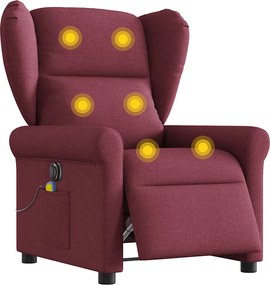 vidaXL Fotoliu electric de masaj rabatabil, roșu vin, textil