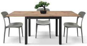 PAZZO DESIGN Masă extensibilă Giuliano, stejar rustic, melaminat, fabricată în Italia, bază neagră, 90 x 90 x 76,5 cm | Aosom Romania
