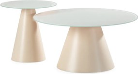 Măsuțe de cafea crem 2 buc. rotunde cu blat din sticlă ø 80 cm Vida – MOME