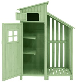 Dulap de grădină cu 2 rafturi, magazie de unelte cu spațiu mare de depozitare, 124 × 46 × 174 cm, Verde