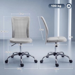Vinsetto Scaun de Birou Ergonomic Fără Cotiere din Țesătură tip Plasă Gri | Aosom Romania