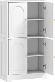 HOMCOM Comodă Bucătărie, Dulap Bucătărie cu 2 Dulapuri, 4 Uși Arcuite, 2 Rafturi Reglabile, cu Dispozitiv Anti-Răsturnare, 60x30x110 cm, pentru Sala de Masă, Living, Alb | Aosom Romania