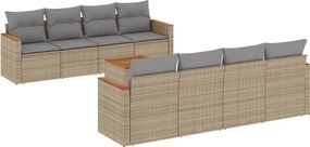 vidaXL Set canapele de grădină, 9 piese, cu perne, bej, poliratan