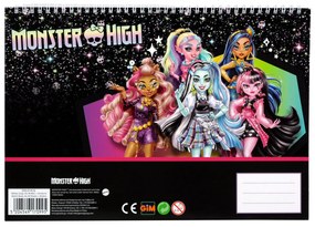 Monster High Crew Caiet de schițe spiralat A/4 cu 40 de pagini și autocolante