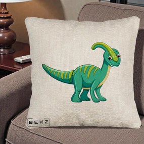 Perna Decorativa Parasaur Verde, 40x40 cm, Bej Canapea, Husa Detasabila, Perna Inclusa, BEKZ®