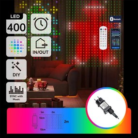 Aigostar - Ghirlandă LED decorativă RGBY 400xLED/15W/230V 2x2m IP44 + telecomandă