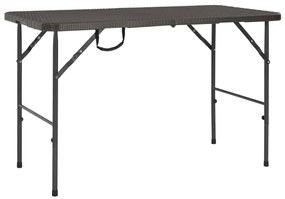 vidaXL Masă de grădină pliabilă, maro, 120x60x74, HDPE, aspect ratan