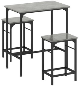 HOMCOM Set de bar Bartisch cu set de două taburete cu tampoane antiderapante pentru picioare, gri | Aosom Romania