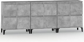 vidaXL Dulapuri, 3 buc, gri beton, 60x35x70 cm, lemn prelucrat