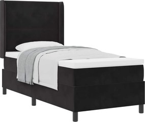 vidaXL Pat cu arcuri cu saltea cu headboard Negru 80 x 200 cm Catifea