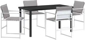 vidaXL Set de masă pentru grădină 5 pcs Alb Oțel vopsit electrostatic