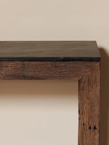 Consola din lemn reciclat si blat din marmura neagra, Sielda