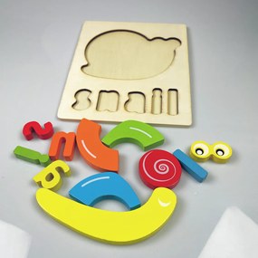 Puzzle din lemn pentru copii "Melc"