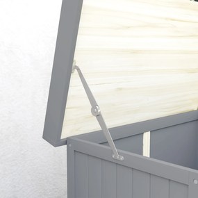 Outsunny Dulap de Exterior, Dulap pentru Ustensile cu Blat din Metal și Raft, Banc de Lucru din Lemn cu 2 Uși pentru Grădină, Terasă, Curte, Gri | Aosom Romania