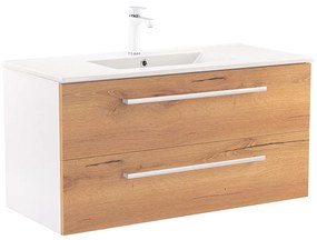 Dulap inferior Vario Clam 100 cu lavoar, stejar alb