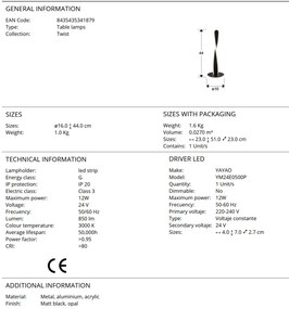 Veioza/Lampa de masa LED design modern Twist