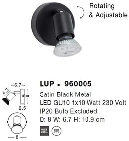 Aplica cu spot design minimalist LUP negru