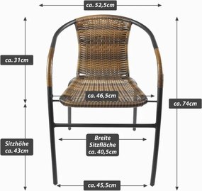 Set de scaune bistro de grădină, stivuibile, maro, 2 buc