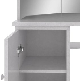 Masa de toaleta de colt, cu LED, gri beton, 111x54x141,5 cm Gri beton