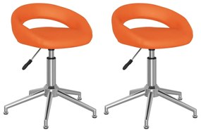 333326 vidaXL Scaune de bucătărie pivotante 2 buc. portocaliu piele ecologică
