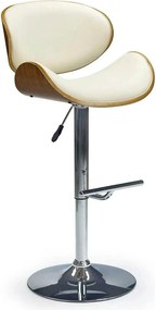 Scaun bar H44, crem/nuc/crom, piele ecologica/placaj indoit/otel, 53x4