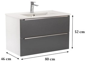Dulap inferior Vario Trim 80 cu lavoar alb-antracit