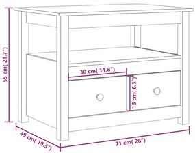 Masuta de cafea, maro miere, 71x49x55 cm, lemn masiv de pin maro miere, 1