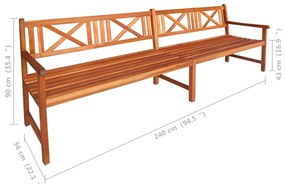 Banca de gradina cu perne, 240 cm, lemn masiv de acacia Verde, 120 x 50 x 4 cm, 1, 1