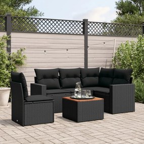 3256454 vidaXL Set mobilier de grădină cu perne, 6 piese, negru, poliratan