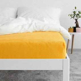 Goldea cearceafuri de pat din terry cu elastic - mango 90 x 220 cm