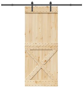 vidaXL Ușă glisantă cu set de feronerie 95x210 cm, lemn masiv de pin