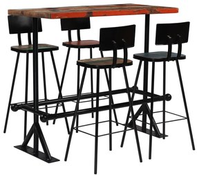 Set mobilier de bar, 5 piese, multicolor, lemn masiv reciclat 5