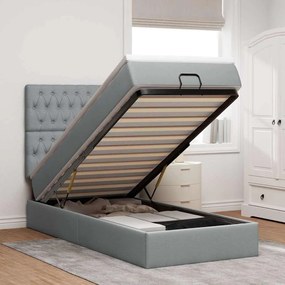 vidaXL Cadru de pat otoman cu saltea țesătură gri deschis 80x200cm